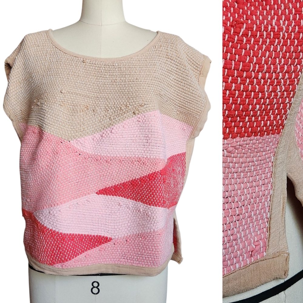 Tonle Woven Remnants Cotton Top Poncho S/M